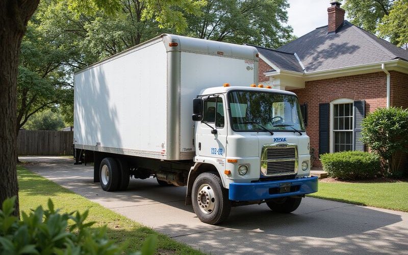 Junk removal truck arriving at customer home