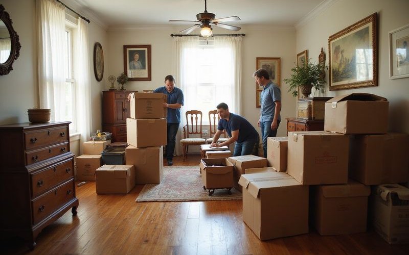 Estate cleanout preparation with sorting boxes
