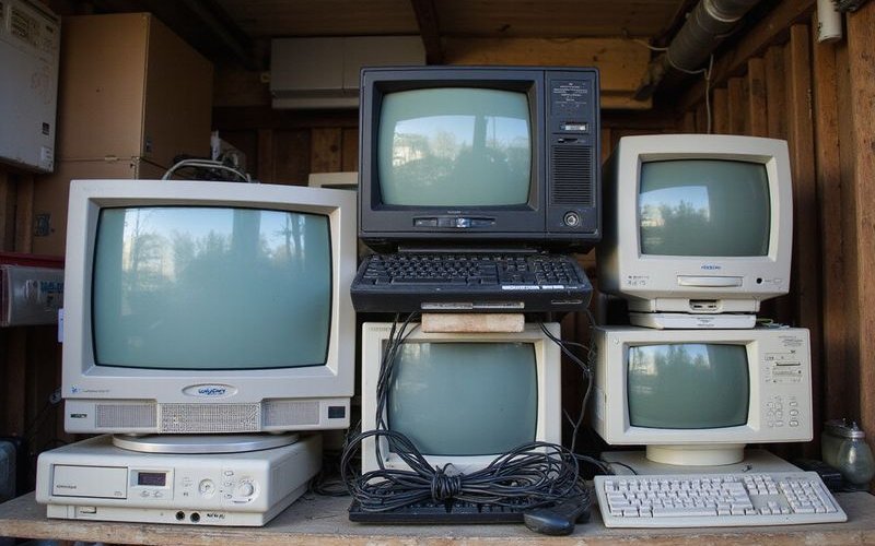 Variety of electronics ready for recycling