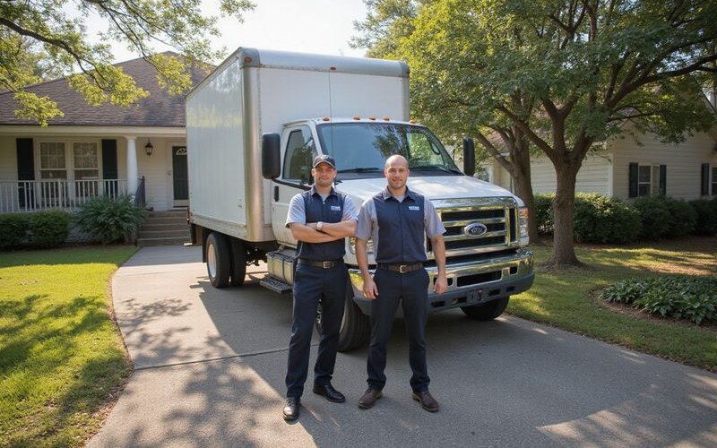 Junk removal team arriving at customer's home