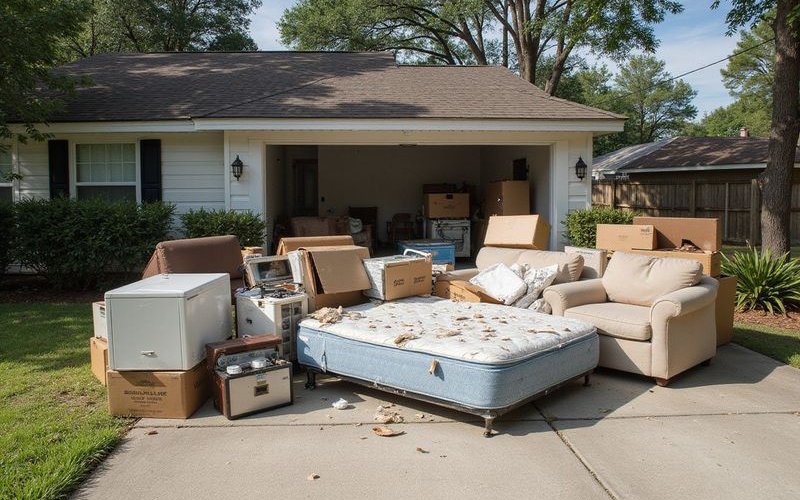 Various household items ready for junk removal